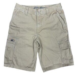 EUC Men's EDDIE BAUER Tan‎ Cargo 11" Shorts Many Pockets | Size 30